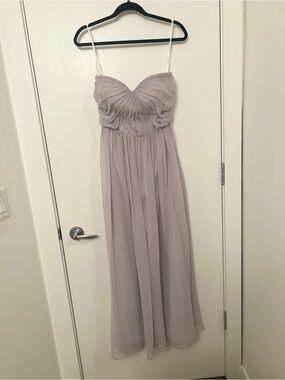 Bari Jay Strapless Chiffon Dress – Silver/Light Lavender, Size 6